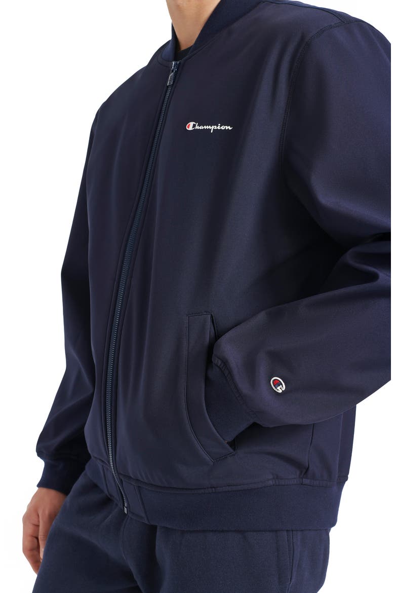 Softshell Varsity Bomber Jacket, Alternate, color, PEACOAT