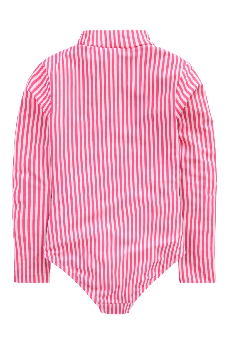 Kids' Long Sleeve One-Piece Swimsuit, Alternate, color, CARMINE ROSE TURTLES