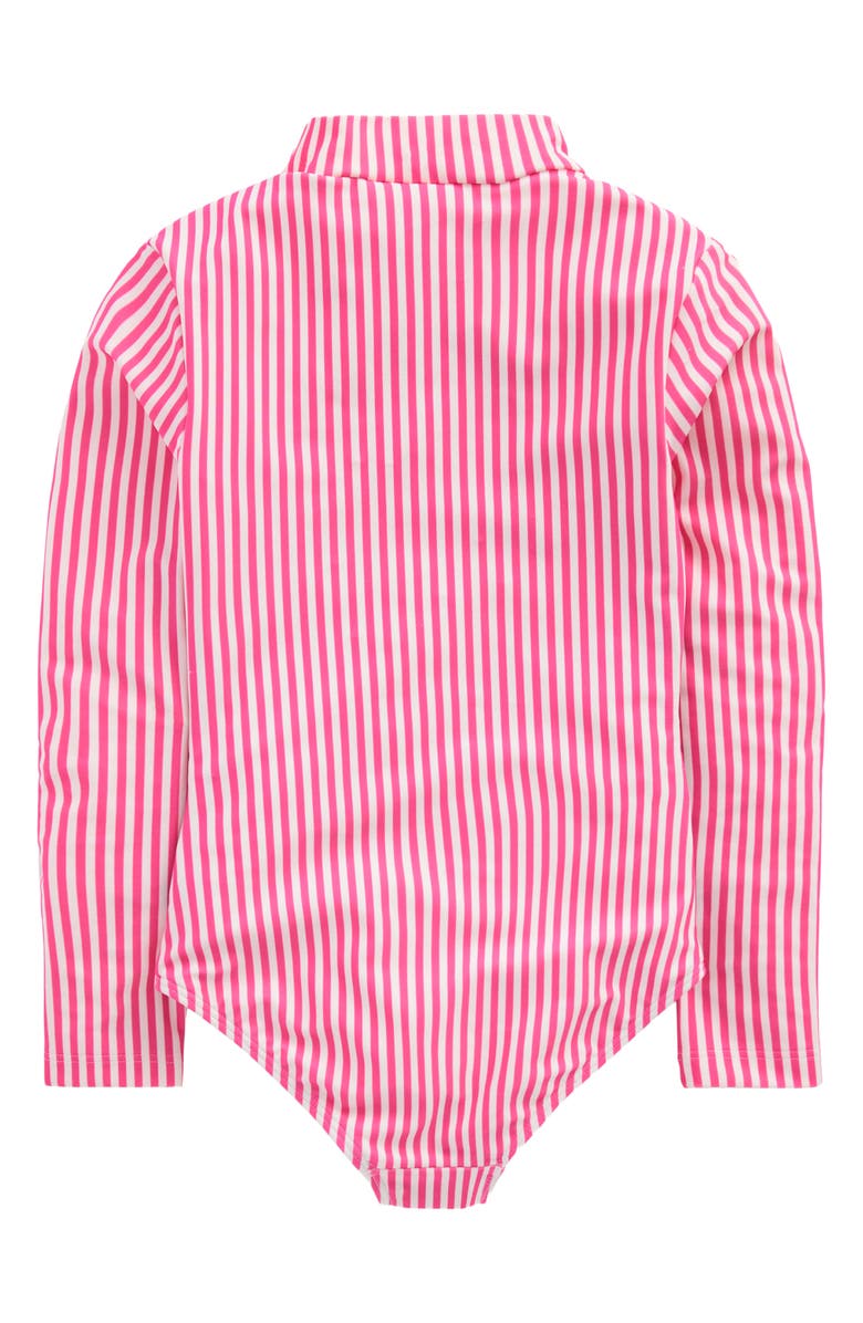 Mini Boden Kids' Long Sleeve One-Piece Swimsuit, Alternate, color, Carmine Rose Turtles