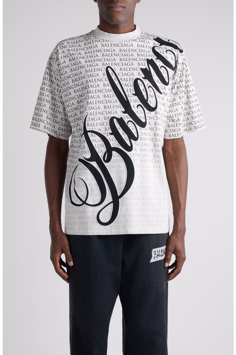 Medium Fit Big B Cursive Logo Graphic T-Shirt, Main, color, DIRTY WHITE/ BLACK
