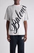 Balenciaga Medium Fit Big B Cursive Logo Graphic T-Shirt