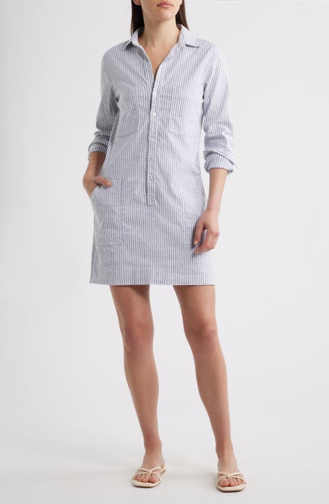 Ireland Stripe Long Sleeve Utility Shirtdress