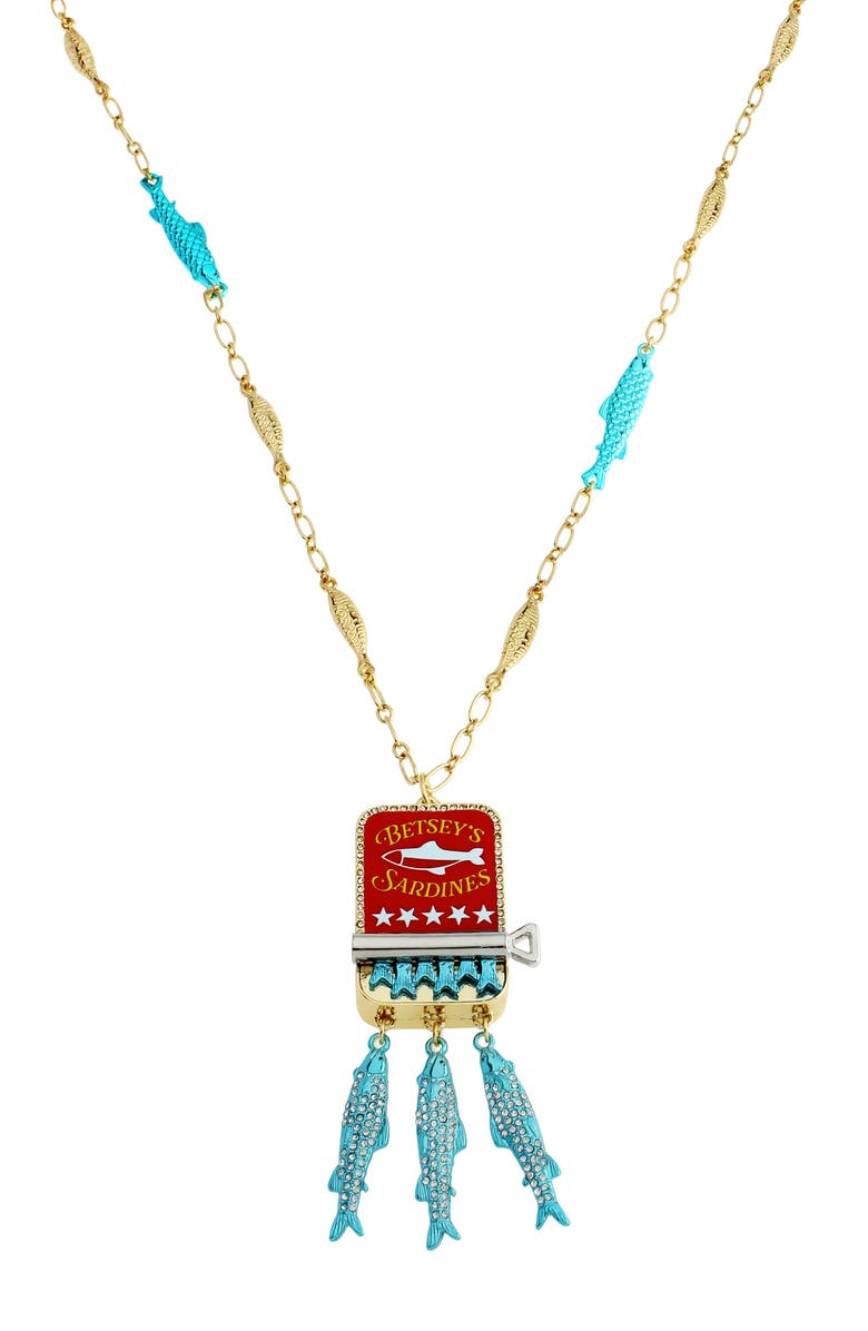Betsey Johnson Sardines Pendant Necklace, Alternate, color,