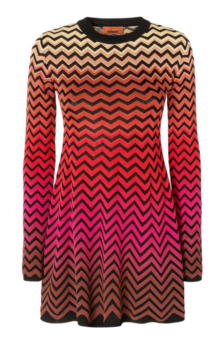Missoni Flared Mini-dress With Dégradé Chevron Motif, Alternate, color, Multicoloured