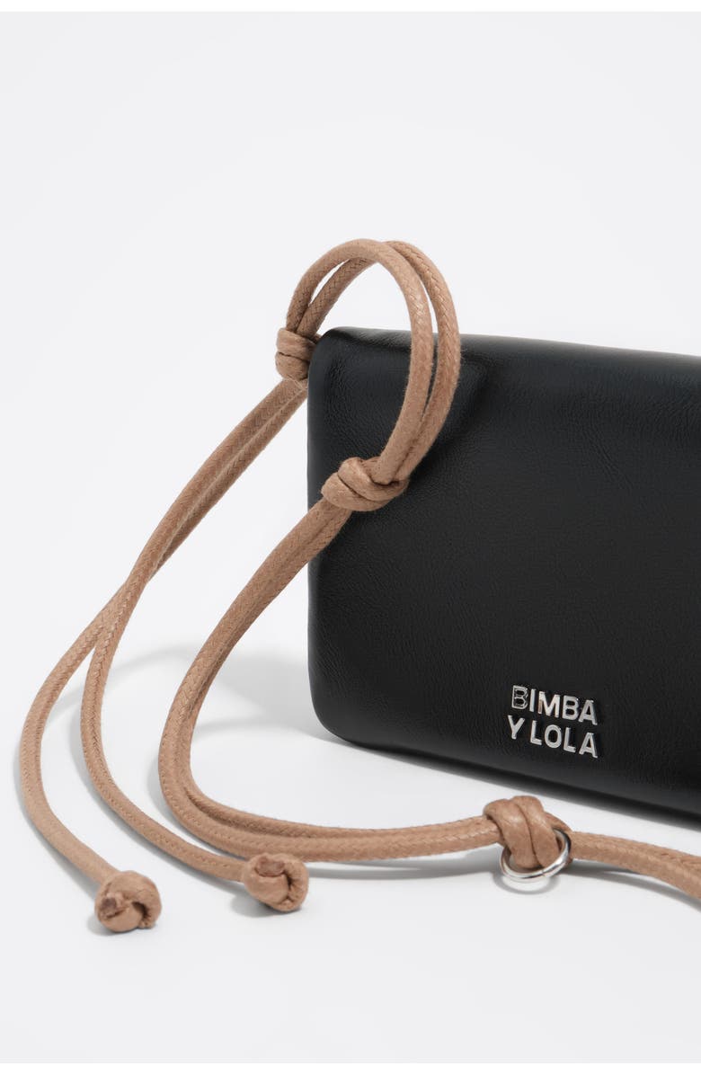 Bimba y Lola Small Leather Flap Purse, Alternate, color, Black