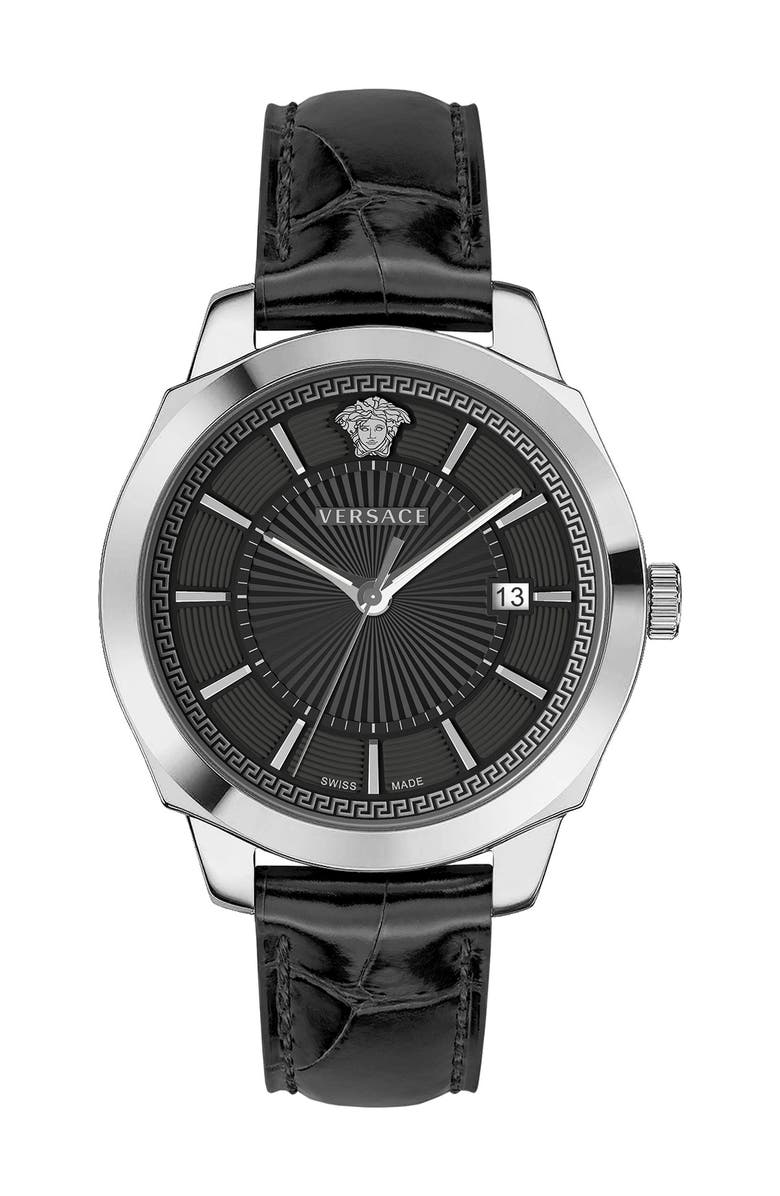 Versace Men's Icon Classic Gent Leather Strap Watch, 42mm, Main, color, 