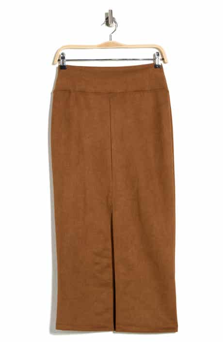 Renee C Faux Suede Midi Skirt