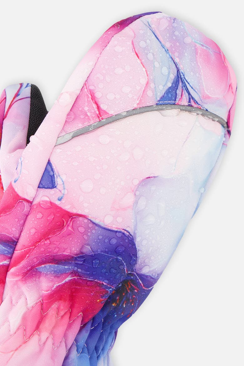 Flower Play Waterproof Rubberized Palm Winter Mittens, Alternate, color, Mauve Printed Flowers