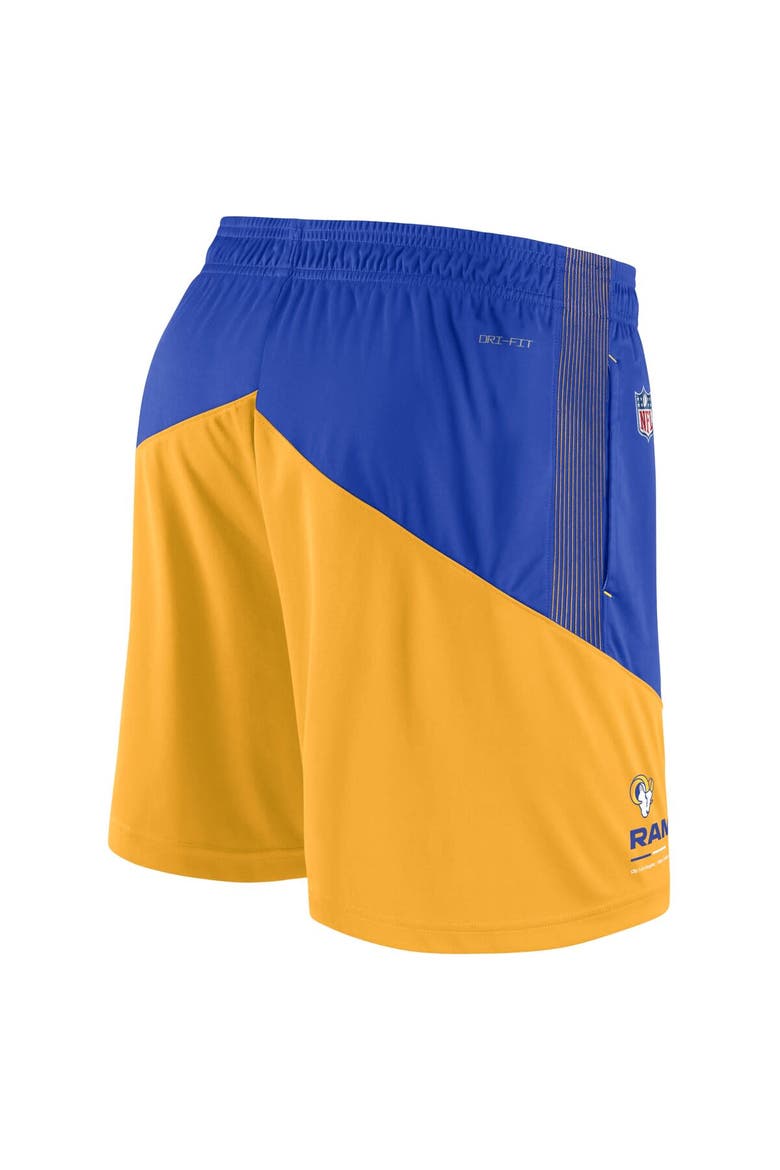 Men's Nike Royal/Gold Los Angeles Rams Sideline Primary Lockup Performance Shorts, Alternate, color, Royal