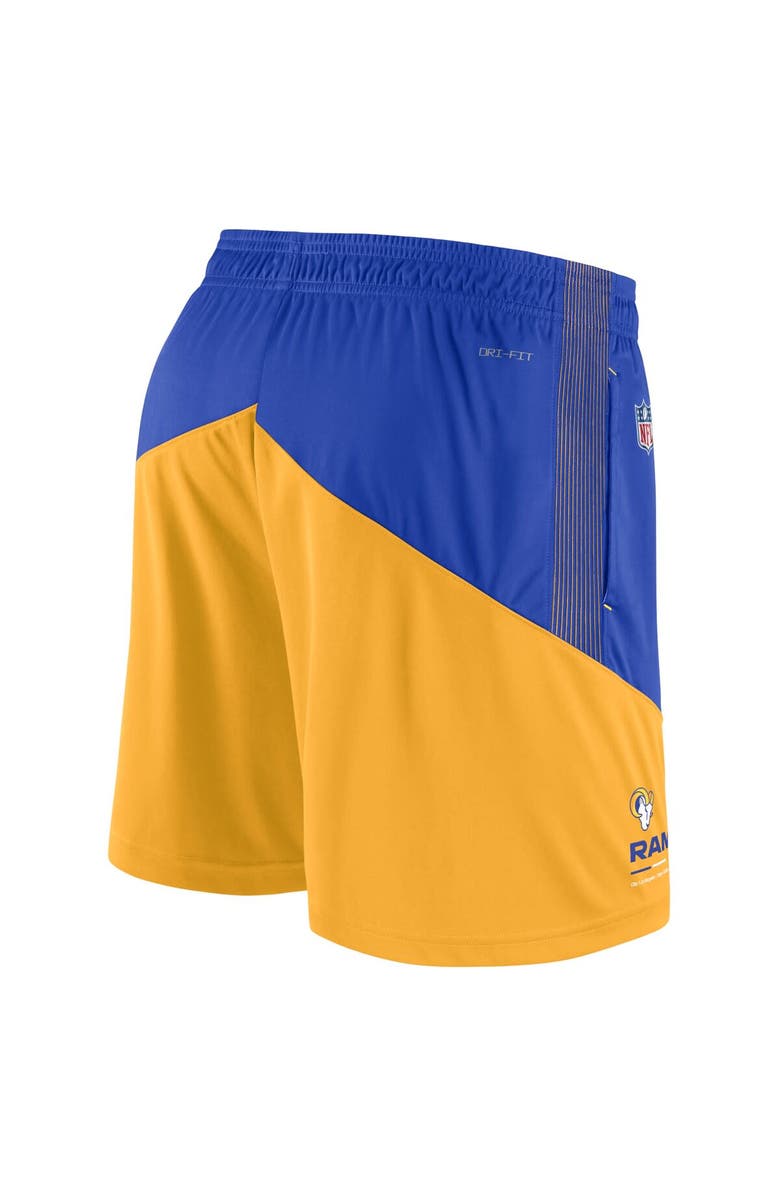 Nike Men's Nike Royal/Gold Los Angeles Rams Sideline Primary Lockup Performance Shorts, Alternate, color, Royal