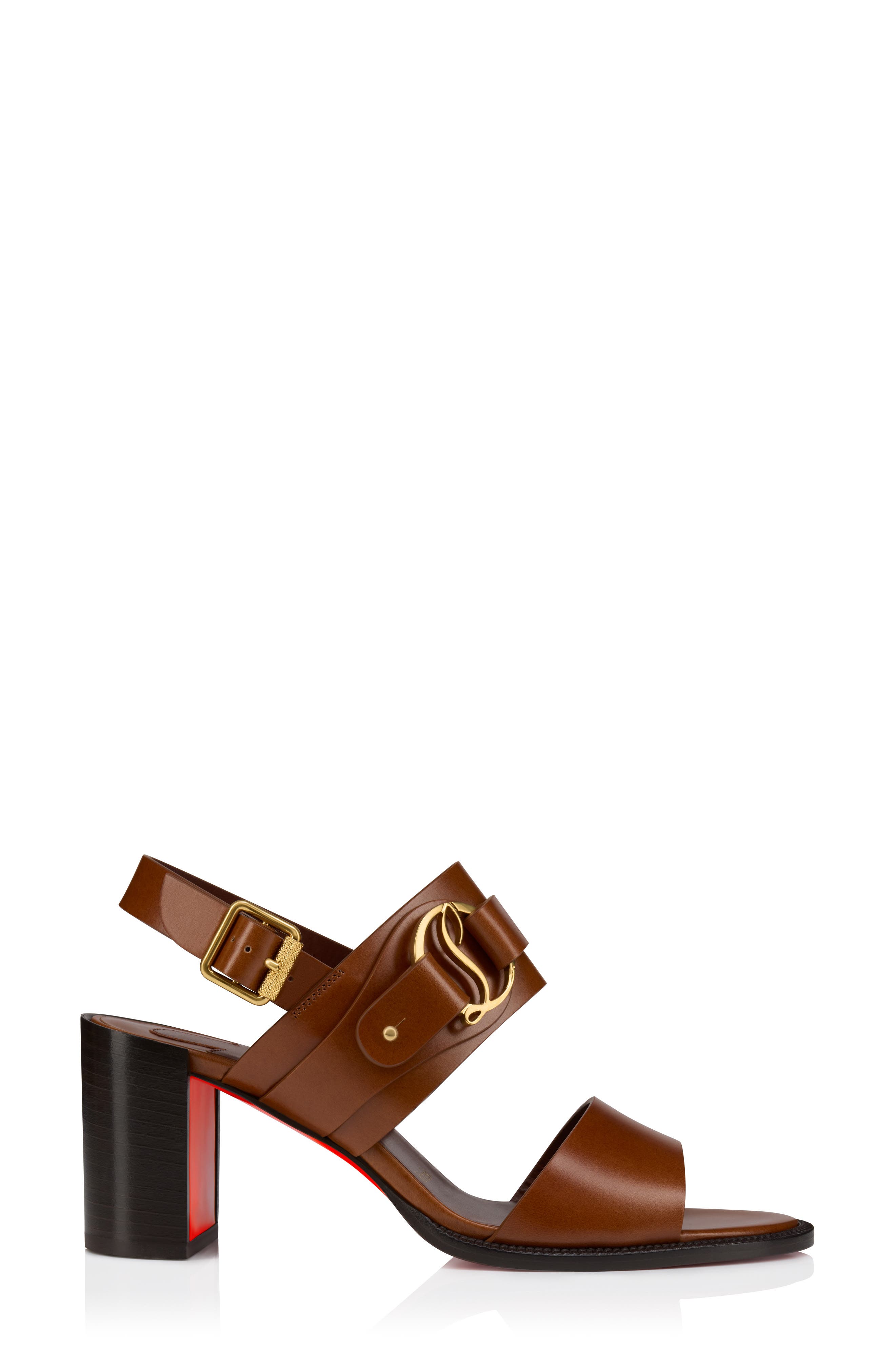 Christian Louboutin In Roma Block Heel Sandal, Alternate, color, Dark Carmine/Brown