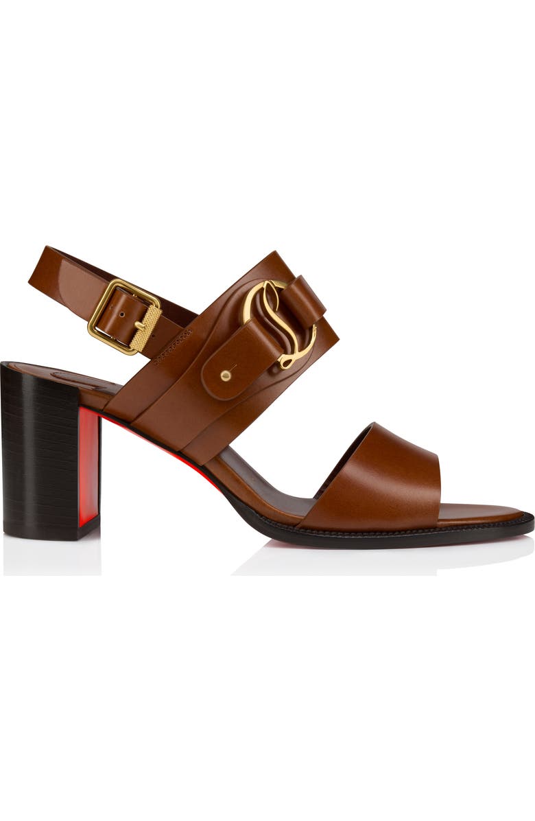 Christian Louboutin In Roma Block Heel Sandal, Alternate, color, Dark Carmine/Brown