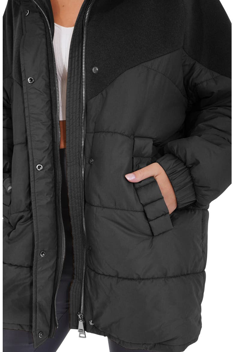 Say It Again Wool Blend Detail Quilted Jacket, Alternate, color, BLACK