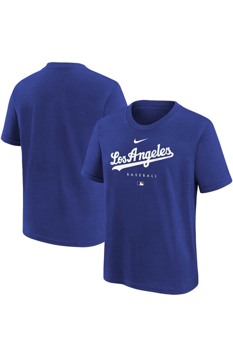 Nike Youth Nike Royal Los Angeles Dodgers Authentic Collection Early Work Tri-Blend T-Shirt, Main, color,