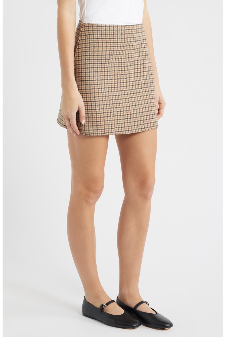 Double Face Wool Miniskirt, Alternate, color, DARK COCOA