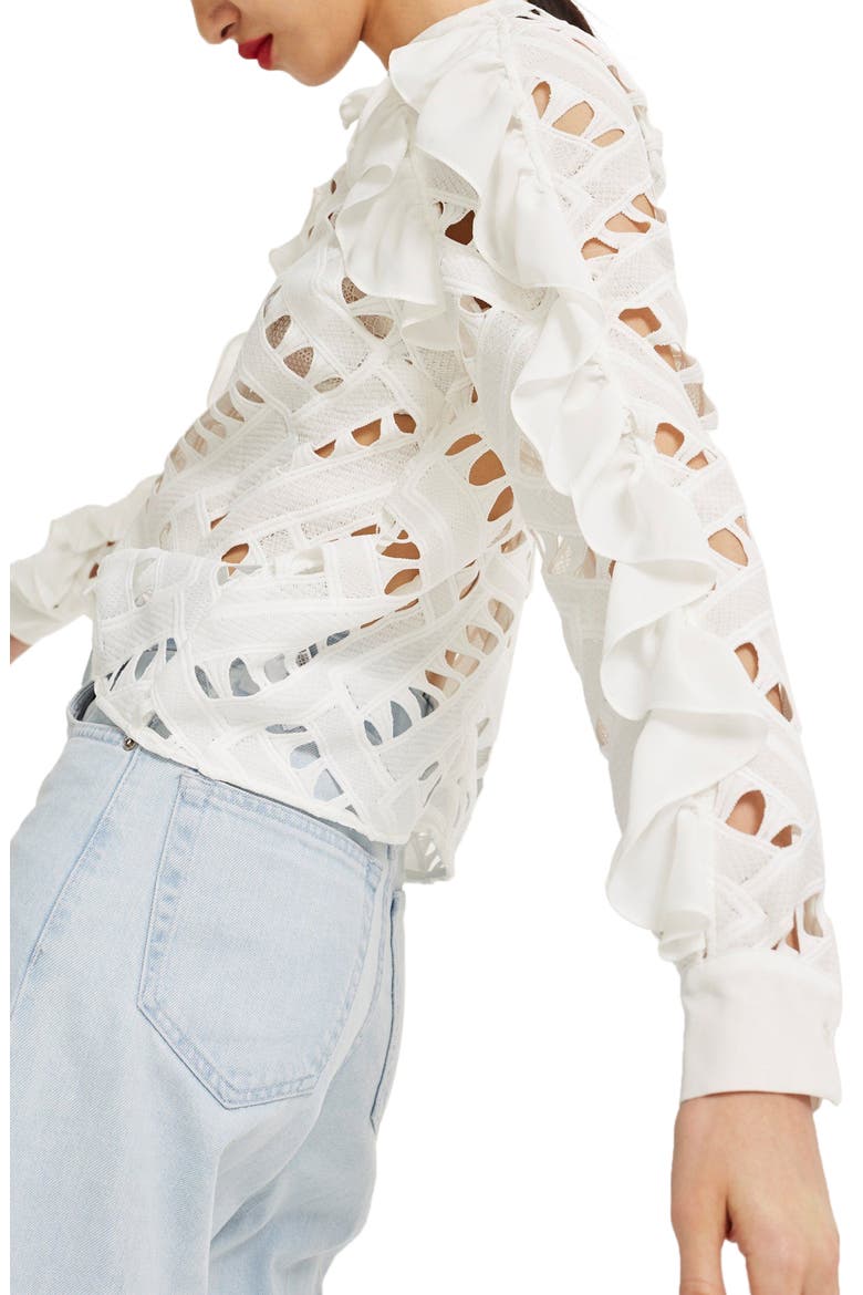 Zigzag Lace Top, Alternate, color, IVORY