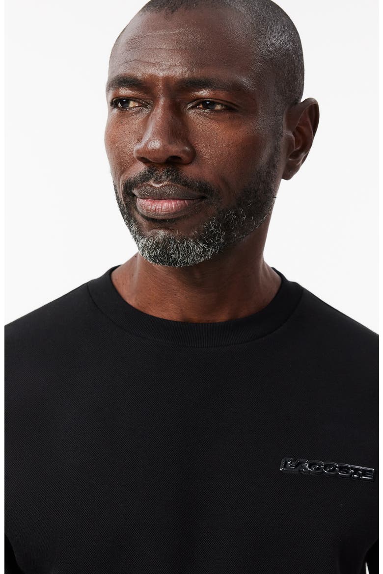 Double Face Cotton Blend Piqué Sweatshirt, Alternate, color, BLACK