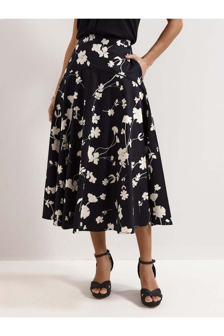 Mavis Floral Skirt, Alternate, color, Black/Ivory