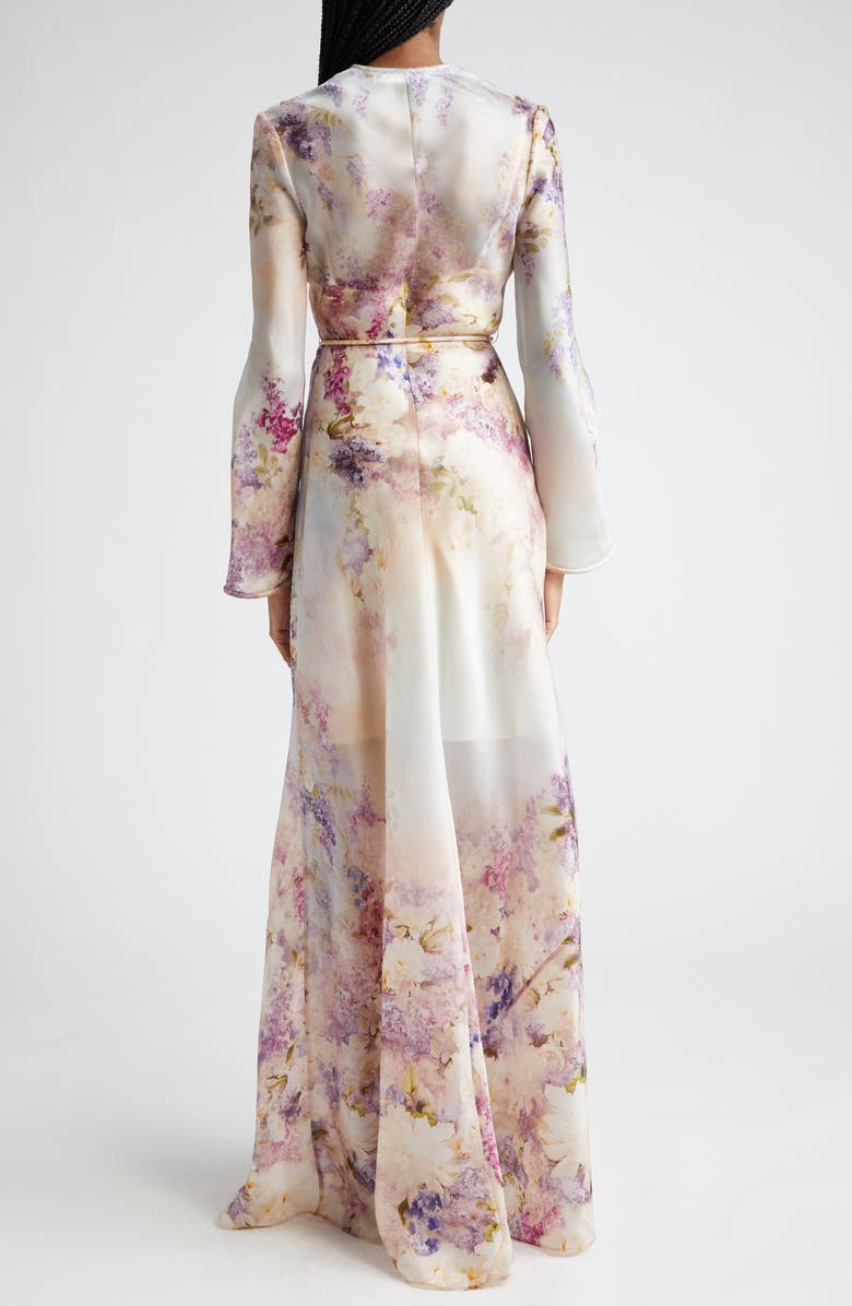 Zimmermann Luminosity Floral Print Long Sleeve Silk Satin Dress, Alternate, color, 