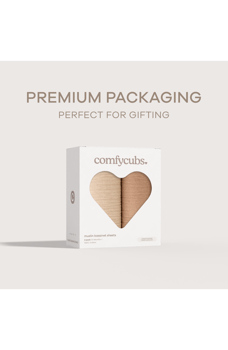 Comfy Cubs Muslin Cotton Bassinet Sheets, 2 Pack, Alternate, color, Cedar And Cream