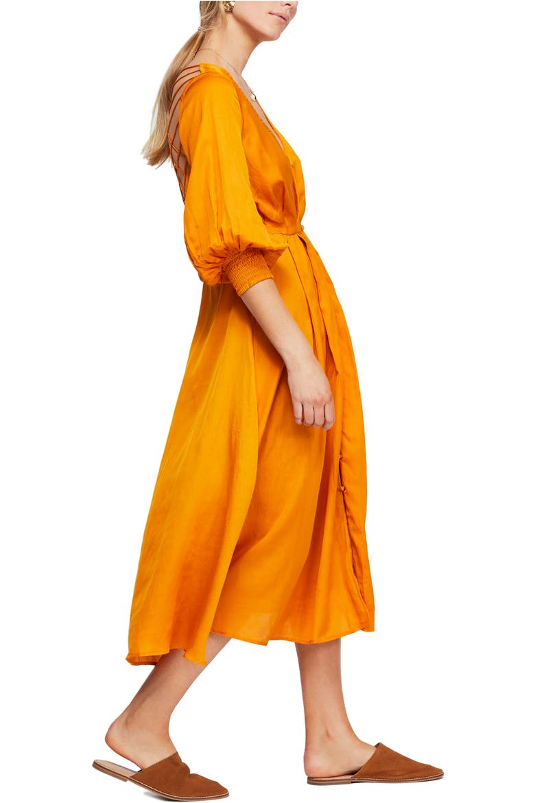 Later Days Midi Dress, Alternate, color, TANGERINE