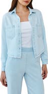 Bella Dahl Frayed Hem Chambray Button-Up Shirt