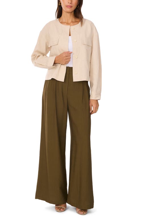 Vince Camuto Cropped Button Front Jacket In Oyster Grey