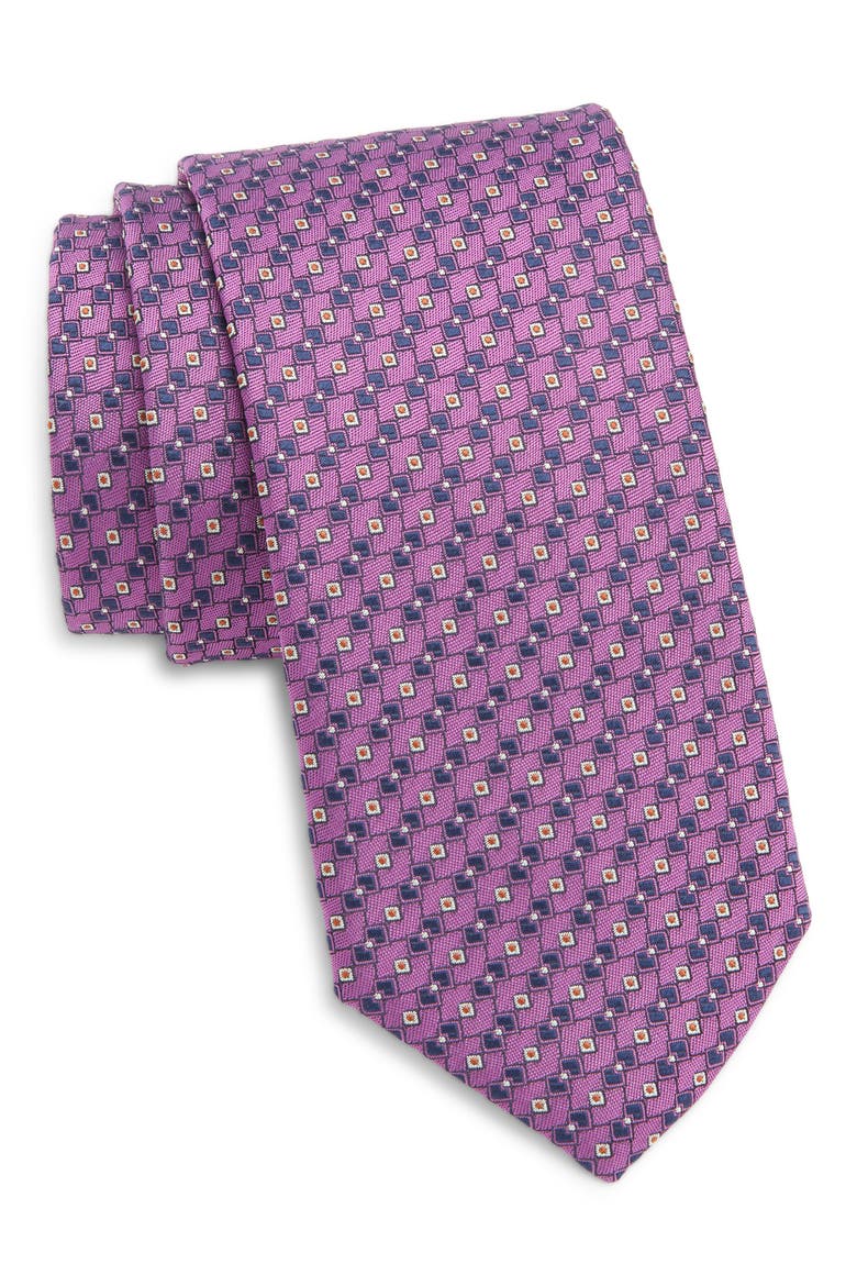 Medallion Silk Jacquard Tie, Main, color, PURPLE