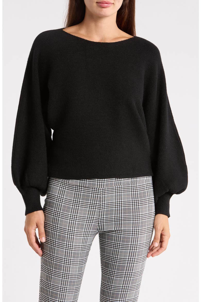 Balloon Sleeve Sweater, Main, color, BLACK