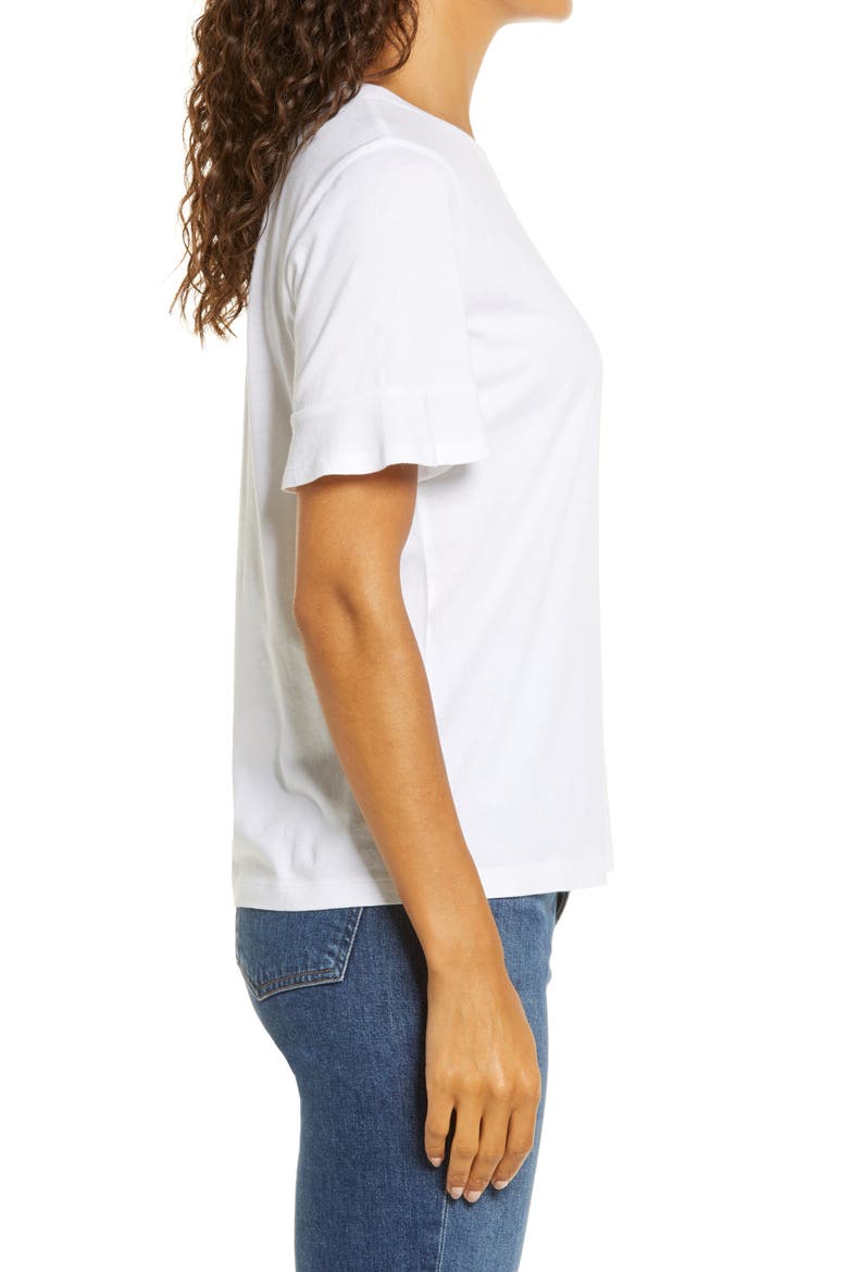 Ruffle Cuff T-Shirt, Alternate, color, WHITE