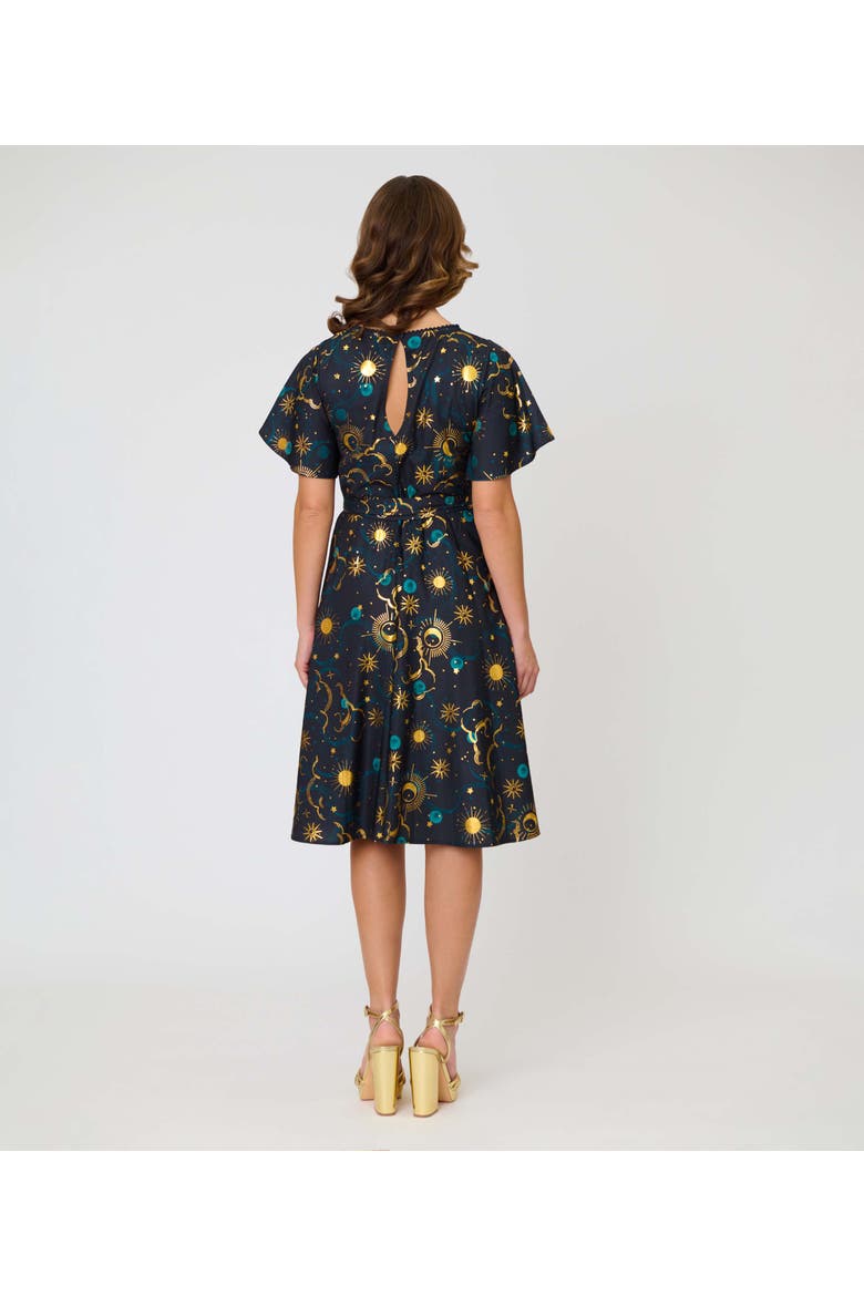 1930s Swing Dress, Alternate, color, Black Celestial Print