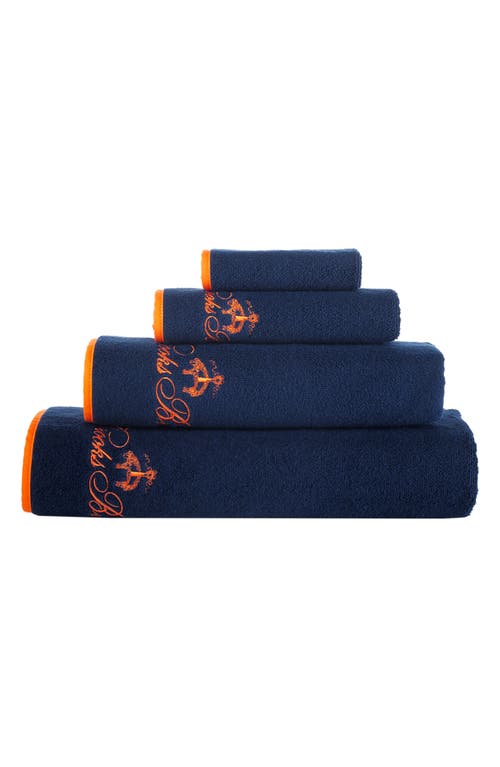 Brooks Brothers Contrast Frame 2 Piece Turkish Cotton Bath Towel Set Bedding In Blue