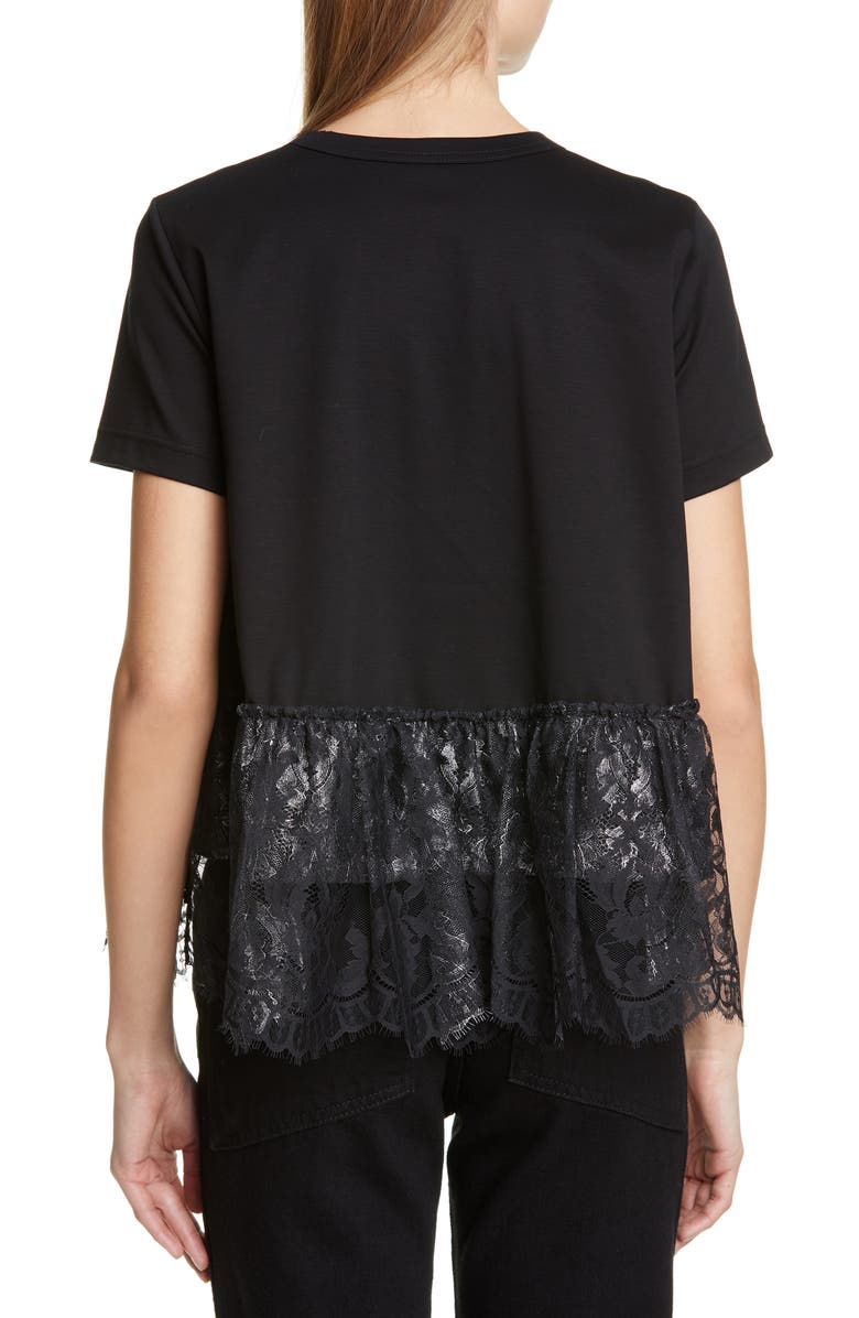 Noir Kei Ninomiya Foil Lace Hem Tee, Alternate, color, 