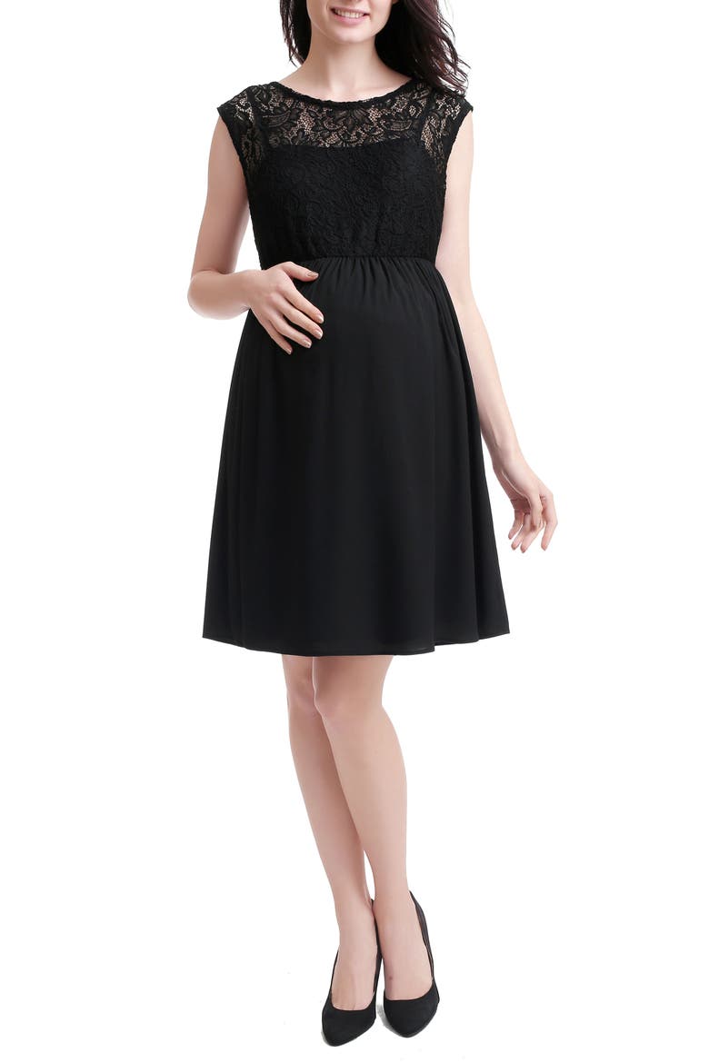 Genevieve Lace Maternity Dress, Main, color, BLACK