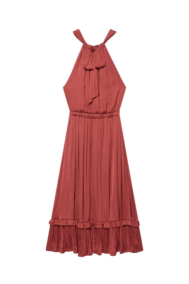 Ruffle Halter Neck Maxi Dress, Alternate, color, Brown