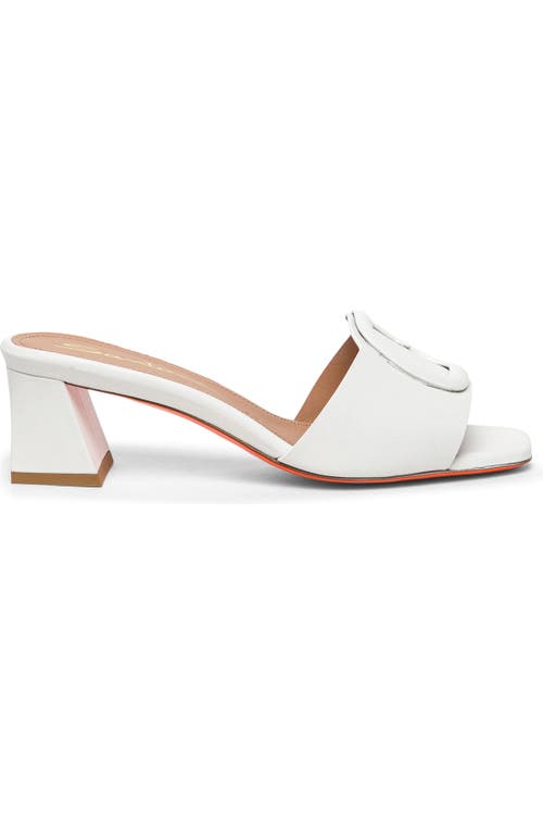 Santoni Marta Leather Buckle Mule Sandals In White