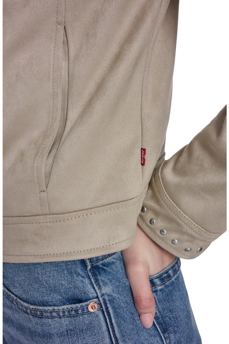 Studded Faux Suede Jacket, Alternate, color, BEIGE