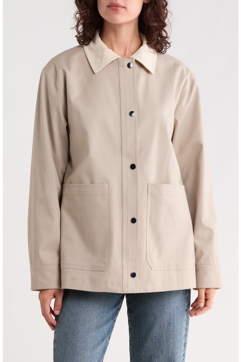 Short Barn Jacket, Main, color, LIGHT GREY W/ CREAM CORDUROY