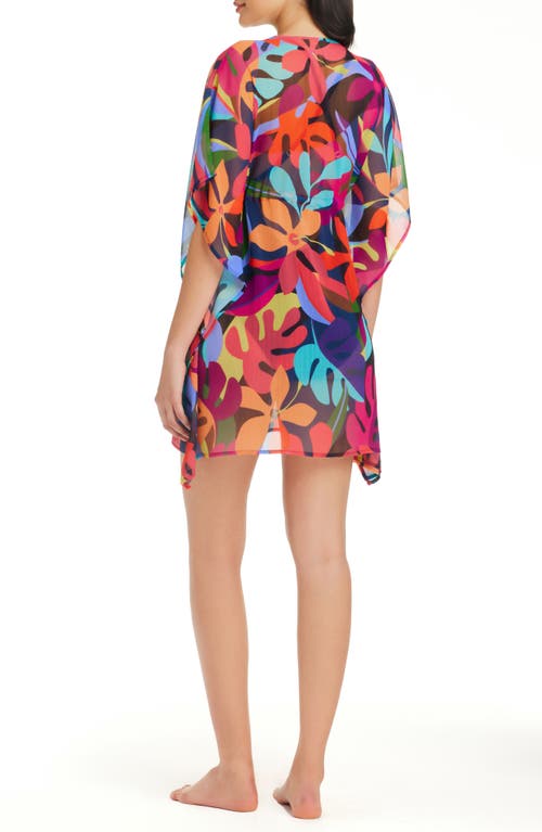 Bleu Rod Beattie Rod Beattie Bold Rush Floral Cover-up Caftan In Multi Red