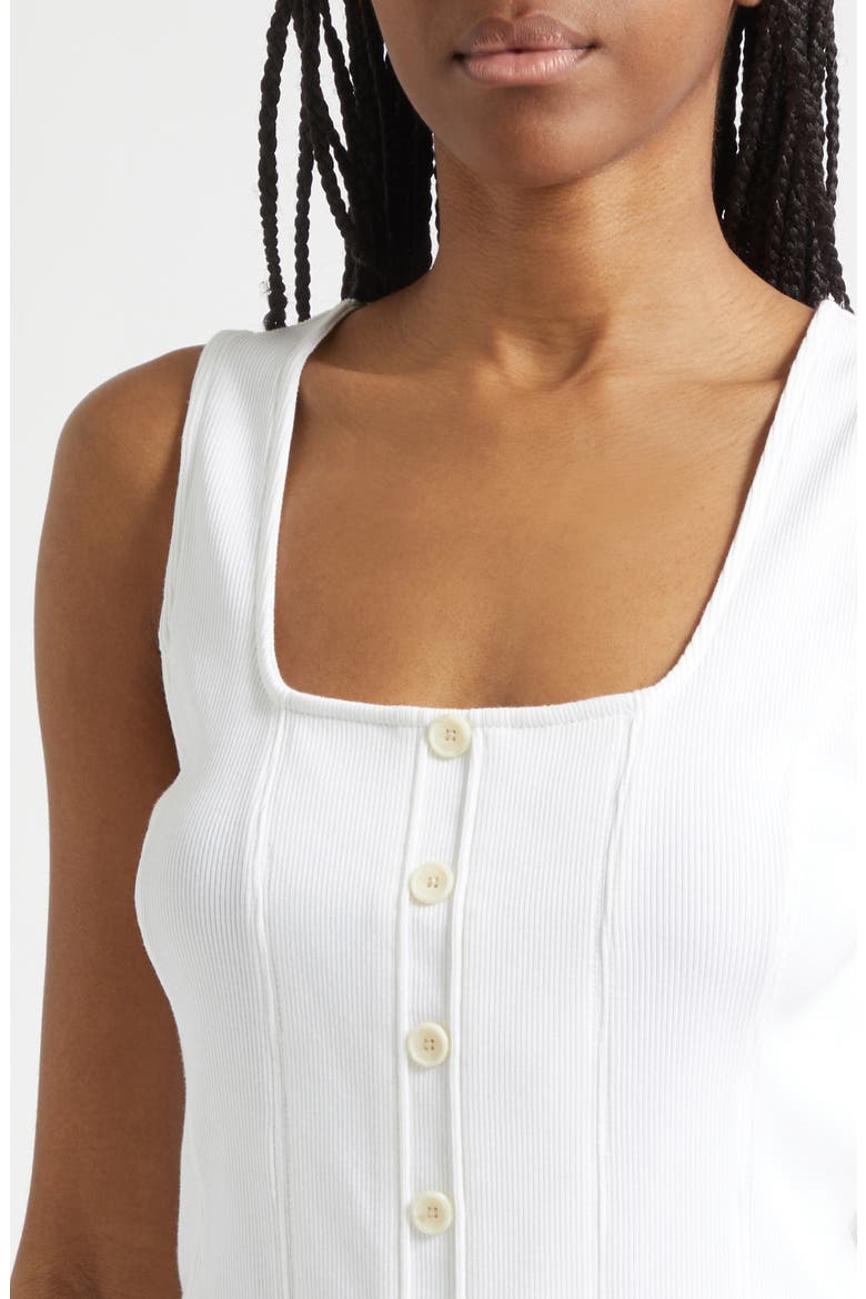 Quenby Stretch Cotton Square Neck Tank, Alternate, color, WHITE