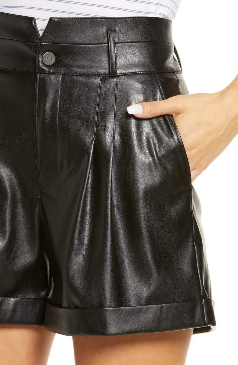 PAIGE Blanka Faux Leather Shorts, Alternate, color,