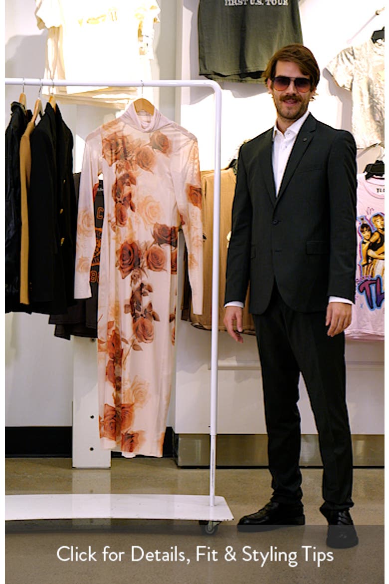 Shailene Print Long Sleeve Mesh Body-Con Midi Dress video