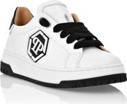 PHILIPP PLEIN Leather Lo-Top Sneakers Hexagon Boy