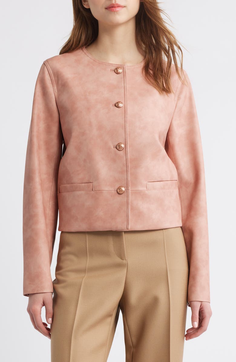 KOBI HALPERIN Lyles Faux Leather Crop Jacket, Alternate, color, Rouge