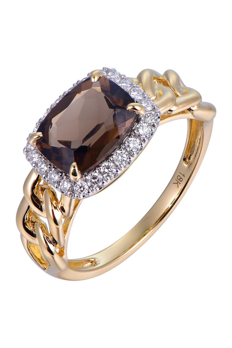 Smoky Quartz Ring with Diamonds, Main, color, Brown