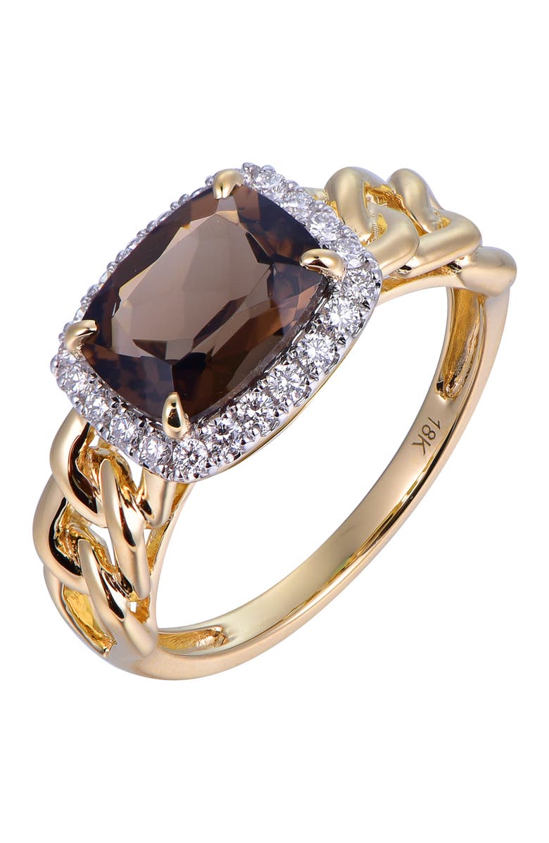 Kahn High Jewelry Smoky Quartz Ring with Diamonds, Main, color, Brown