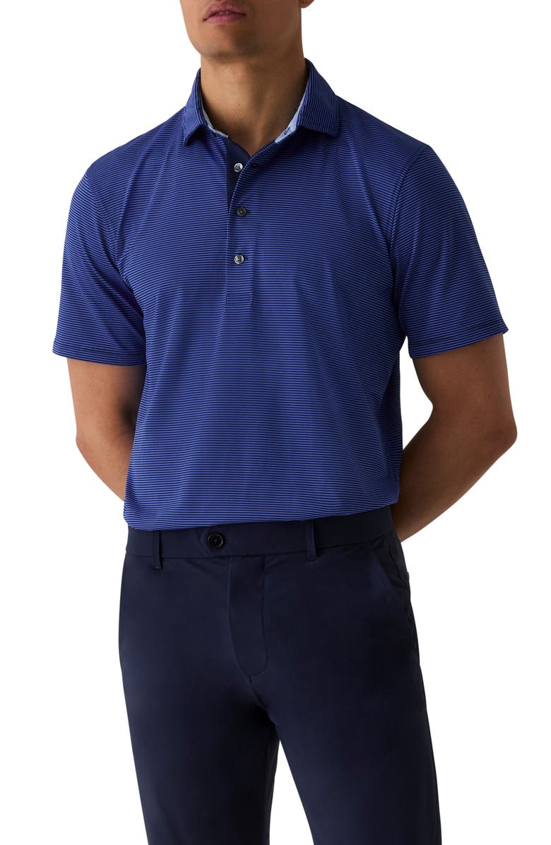 Greyson Saranac Stripe Golf Polo, Main, color, Dart/ Maltese Blue