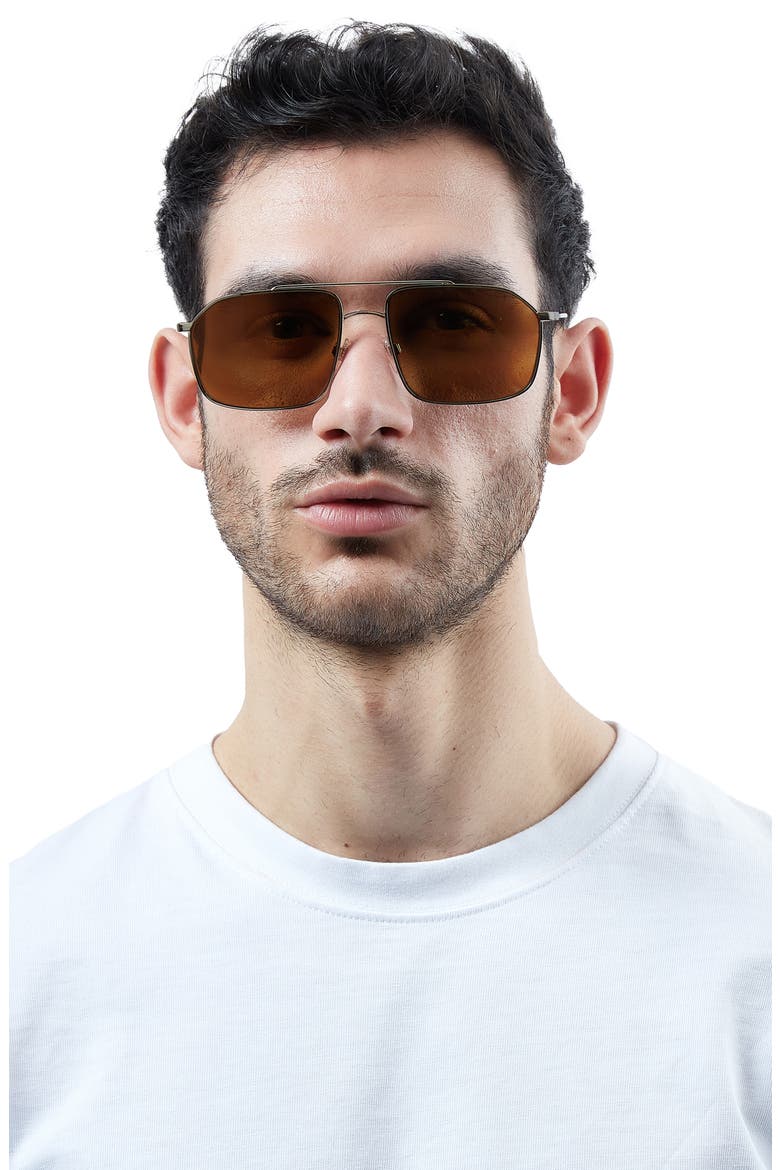 59mm Rectangle Polarized Sunglasses, Alternate, color, LIGHT GOLD/ BROWN