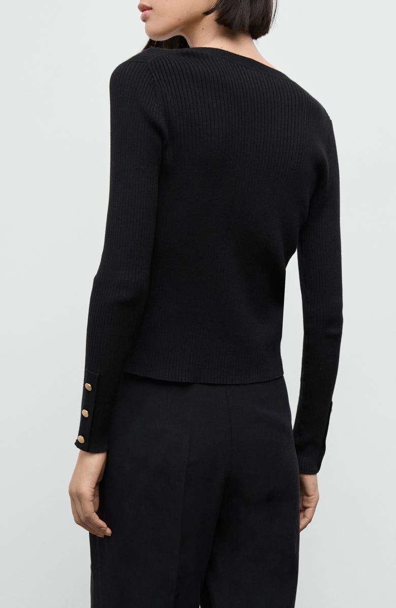 MANGO Rib V-Neck Cardigan, Alternate, color, Black