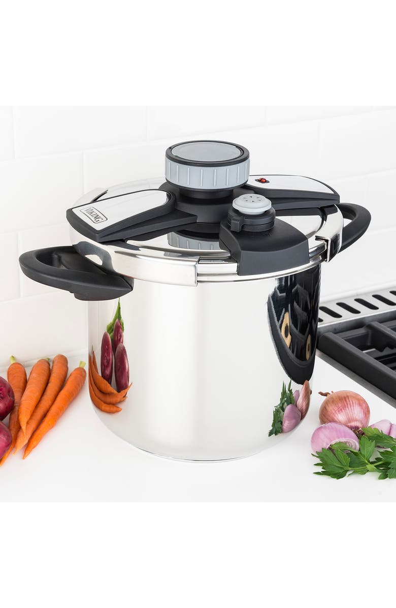 Viking Easy Lock Clamp 8-Quart Pressure Cooker with Steamer, Alternate, color, 